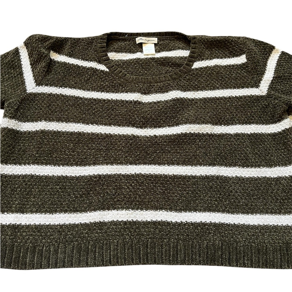 Cotton Emporium Olive Green And White Sweater